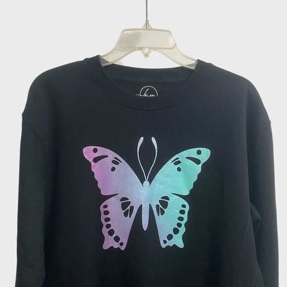 NWT Urban Outfitters Hi Res Butterfly Sweatshirt Women's Size S Black Oversized - Picture 3 of 13